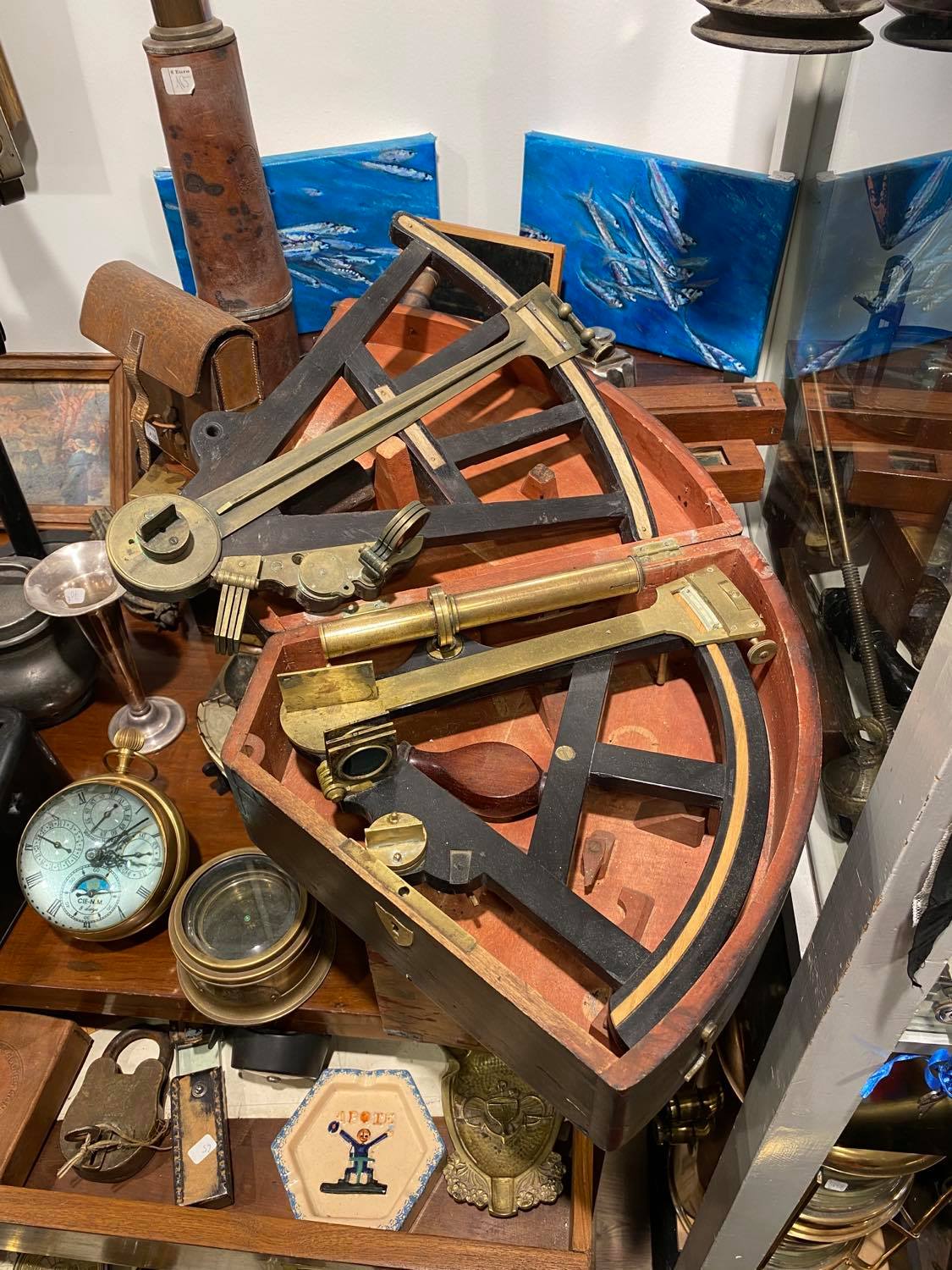 Octant laiton ébène fin XIXe